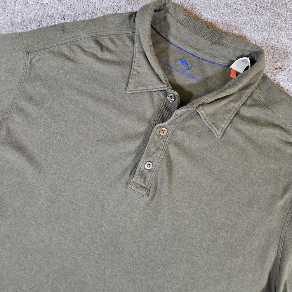 Tommy Bahama Polo Shirt Mens Heather Green PIMA Cotton Short Sleeve Size XL‎